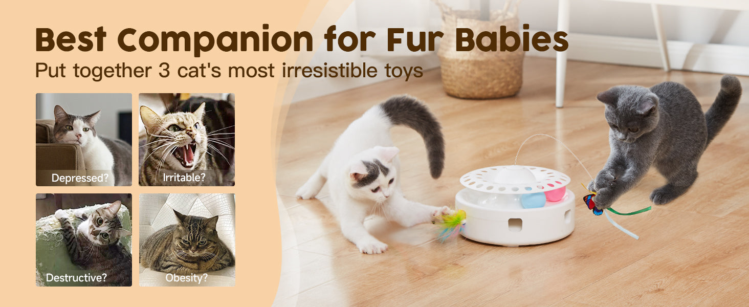 Gamubu Cat Toys 3-in-1 Automatic Interactive Kitten Toy
